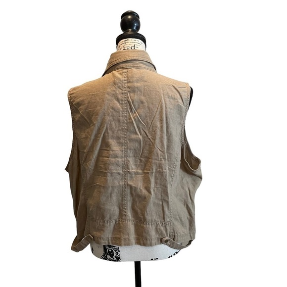 Maurices Asymmetrical Zip Vest Tan Brown Khaki Plus Size 3XL Safari Linen NWT - Picture 12 of 16
